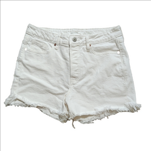 Old Navy Women's White Button Fly Frayed Hem Shorts Size 8